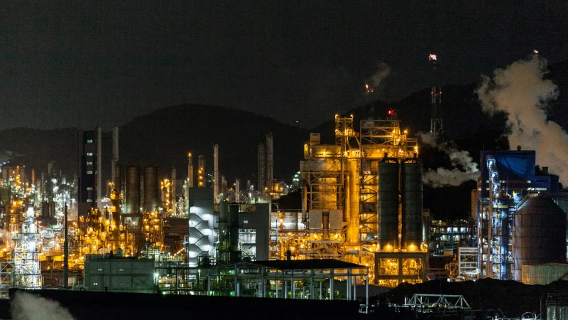 View of factory during nighttime